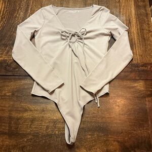 Abercrombie & Fitch Tie Front Bodysuit Long Sleeve Soft A&F Size M
